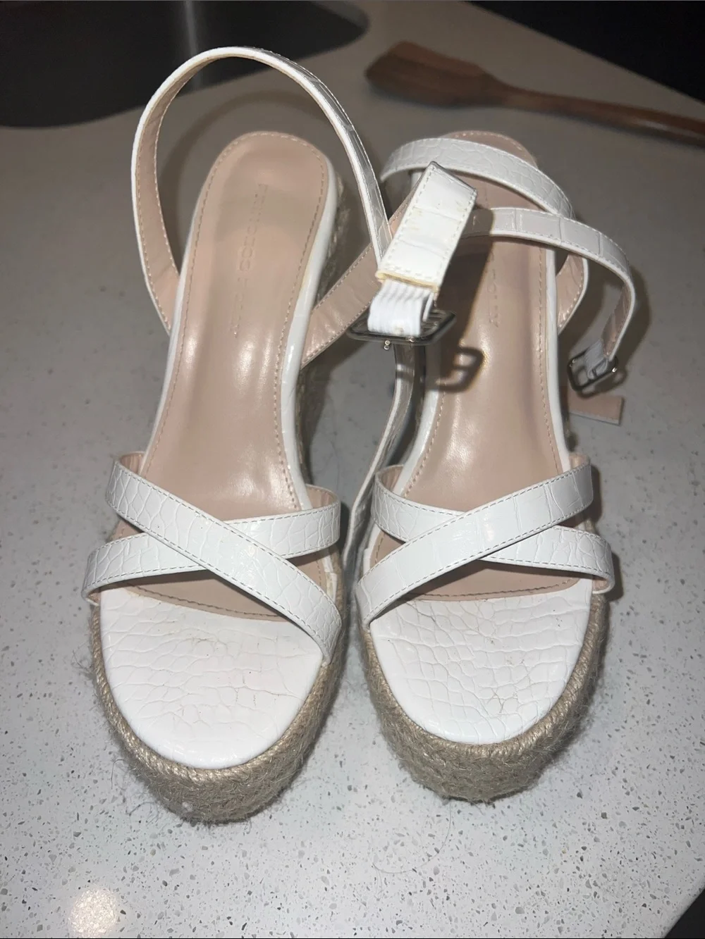 Princess Polly White Espadrille Platform Wedge Sandals
